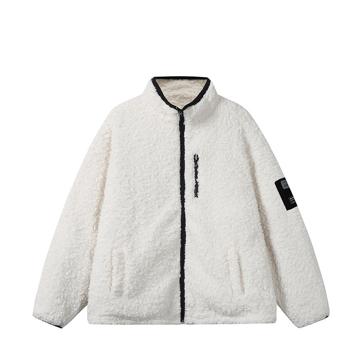 Unisex Teddy Fleece Jacket with Stand-up Collar, High Warmth and Contrasting Zipper Mune Fashion