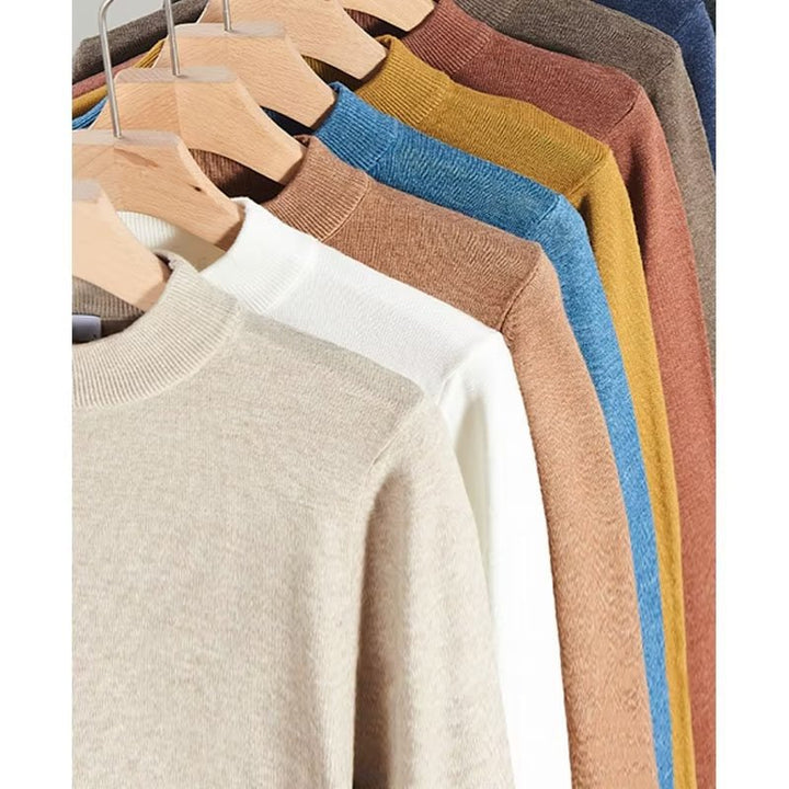 Women's fine knit stand collar pullover made of cotton blend with ribbed cuffs Mune Fashion