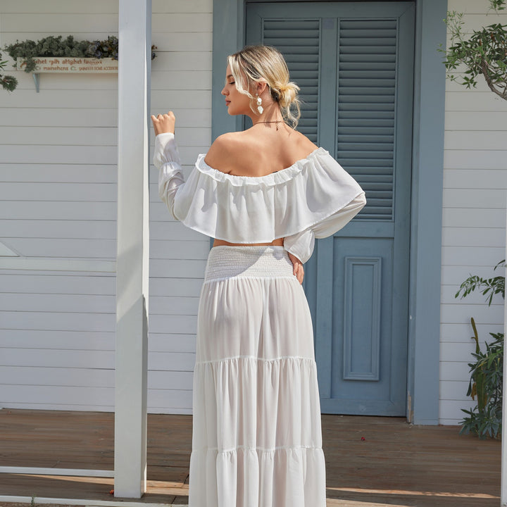 Women's Casual Crop Top and Maxi Skirt Set Mune Fashion