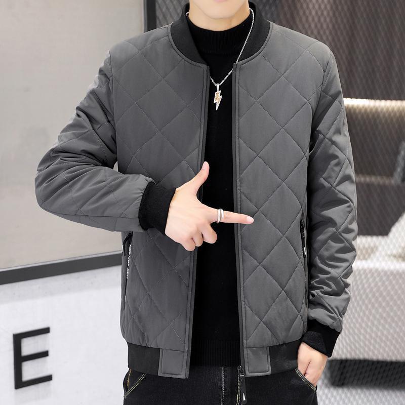 Men's quilted transitional jacket with diamond stitching, stand-up collar, and ribbed cuffs Mune Fashion