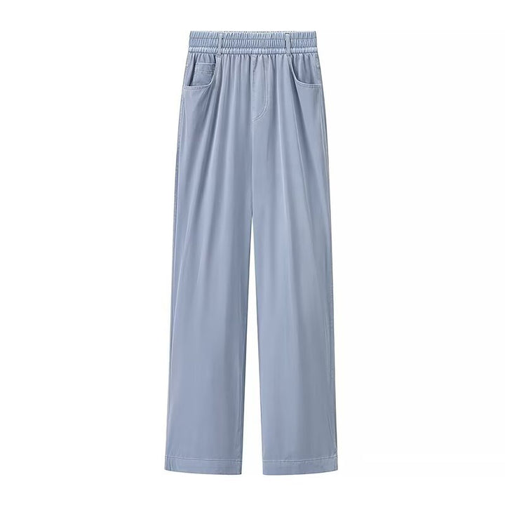 Women's loose high-waist lounge pants made of flowing viscose look with elastic waistband and side pockets Mune Fashion