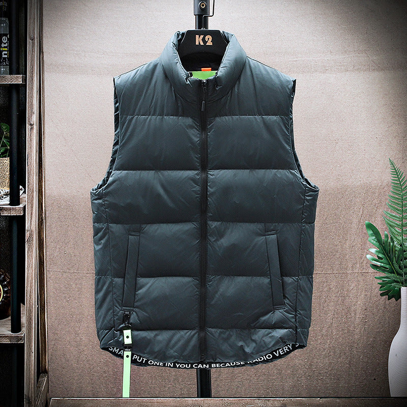 Men's padded quilted vest with high stand-up collar and drawstring hem Mune Fashion
