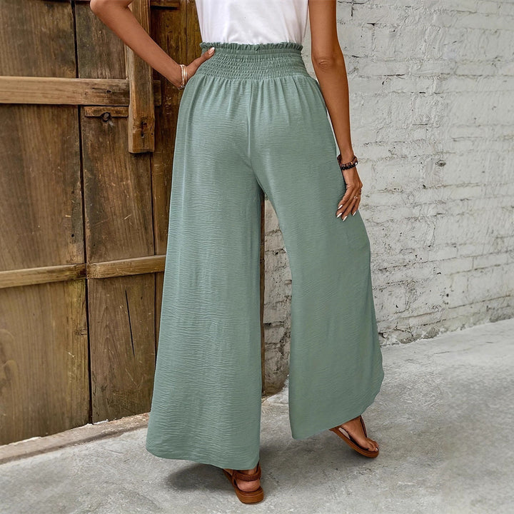 Ladies nan wrap maxi skirt with high smocked waistband and integrated palazzo pants lining Mune Fashion