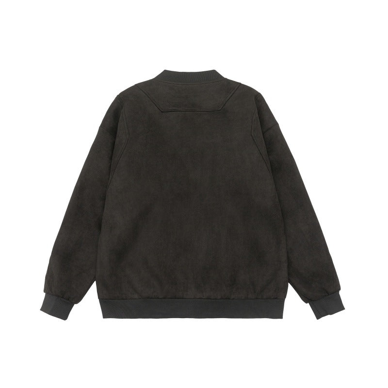 Unisex short jacket in vintage suede look with chest flaps, zip pockets and ribbed cuffs Mune Fashion