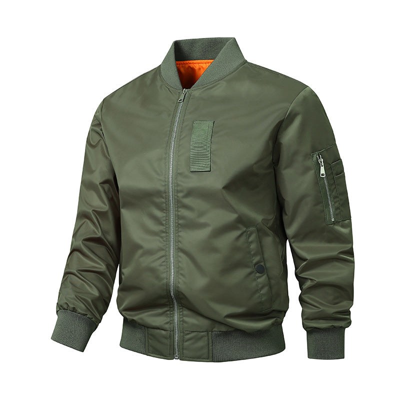 Men's Urban Nylon Bomber with Utility Arm Pocket and Lightweight Thermal Insulation Mune Fashion