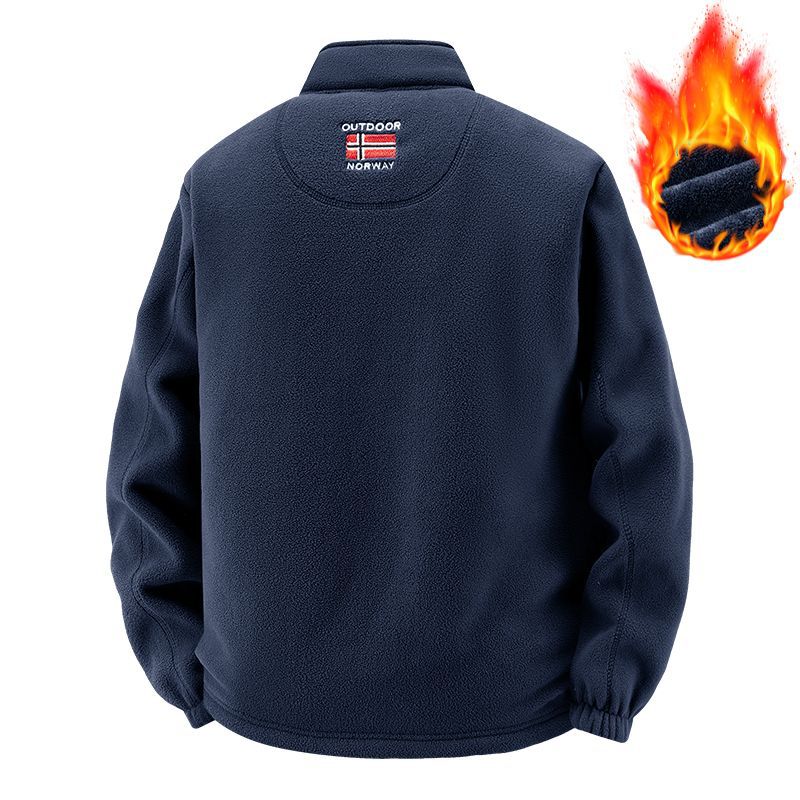 Men's thermal fleece jacket with full plush teddy lining, concealed zip inner pocket and high stand-up collar Mune Fashion
