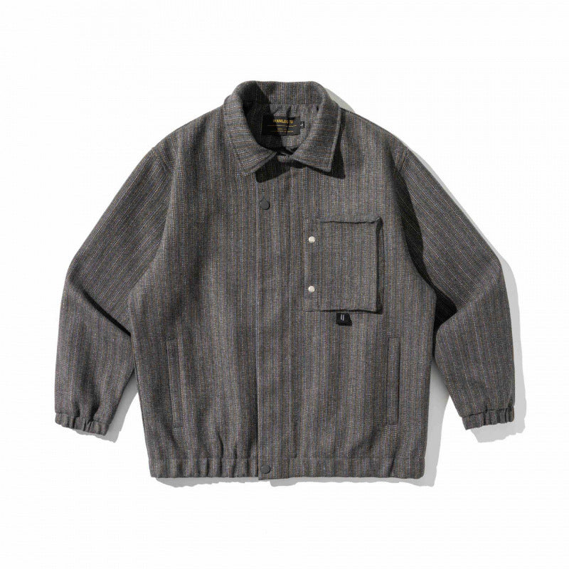 Men's Boxy Overshirt Jacket made of Wool Blend with Patch Chest Pocket Mune Fashion