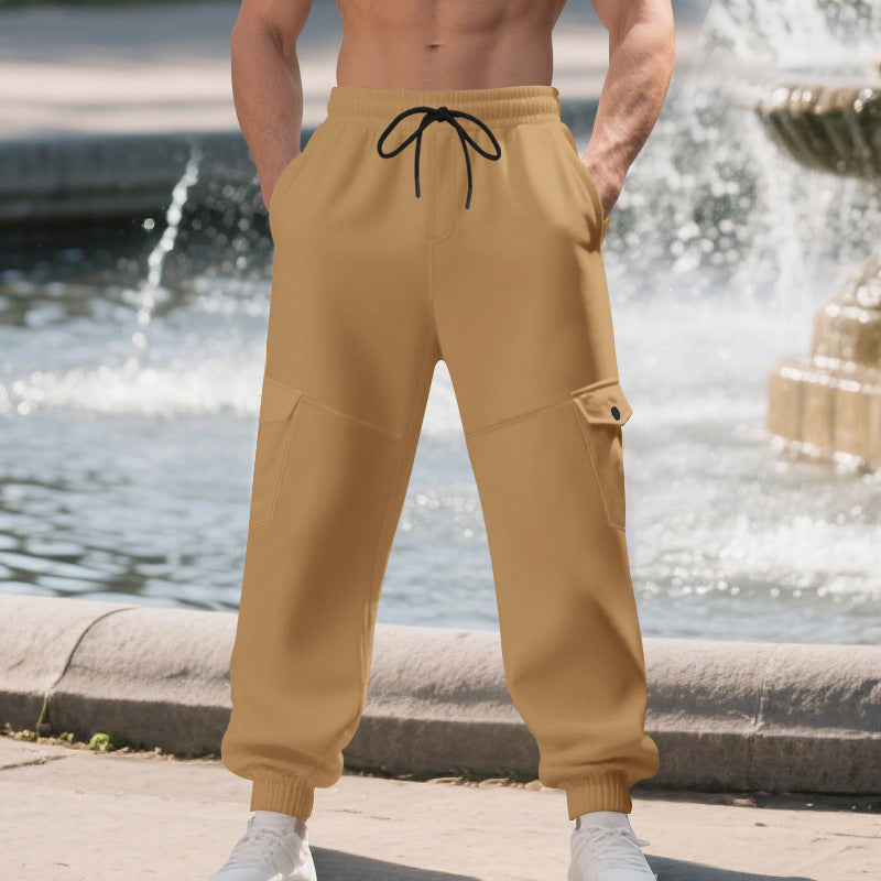 Men's urban-military cargo joggers with knee-quilted inserts, side flap pockets, and ribbed leg openings Mune Fashion