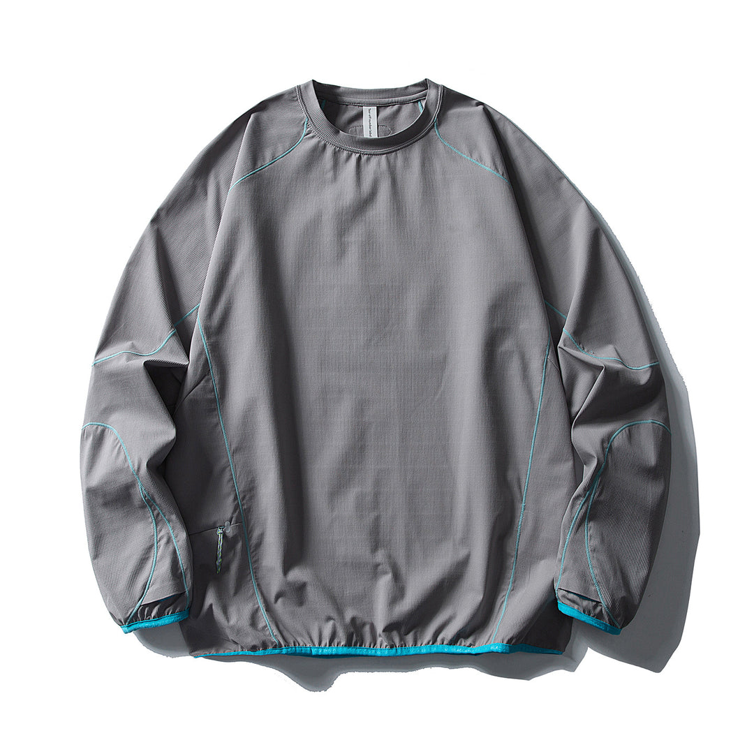 Unisex Technical Oversized Crew Neck Sweater with Flatlock Seams and Side Zipper Pocket Mune Fashion