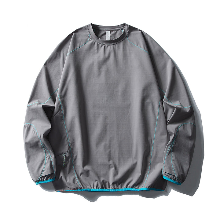 Unisex Technical Oversized Crew Neck Sweater with Flatlock Seams and Side Zipper Pocket Mune Fashion
