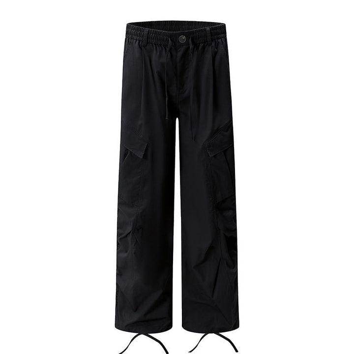 Women's Wide Cargo Palazzo Pants with Drawstring Waistband and Adjustable Hem Cords Mune Fashion