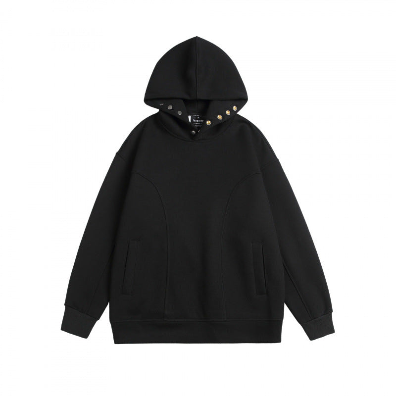 Unisex Oversize Hoodie made of mélange cotton blend with stud embellishments and seam details Mune Fashion