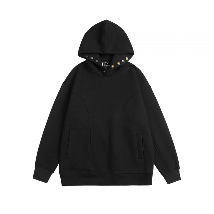 Unisex Oversize Hoodie made of mélange cotton blend with stud embellishments and seam details Mune Fashion