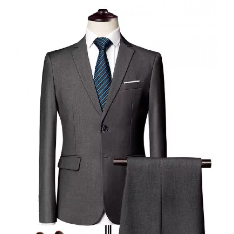 Men's Tailored Two-Piece Suit with Slim Lapel and One-Button Closure Mune Fashion