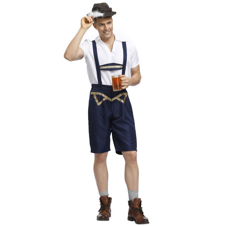 Men's traditional Oktoberfest leather shorts with adjustable straps and decorative embroidery Mune Fashion