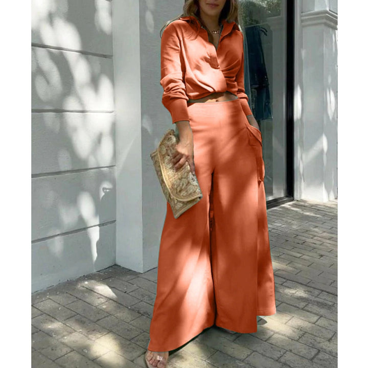 Women's high-waisted wide Palazzo pants with side cargo pocket and flowing silhouette