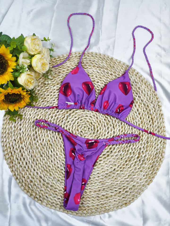 Women's Triangle Bikini Set with Cheerful Cherry Pattern and Adjustable Straps Mune Fashion