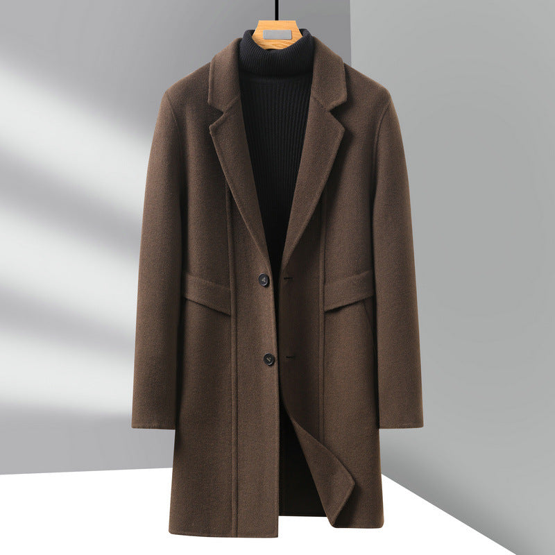 Men's wool coat with lapel collar and straight cut Mune Fashion