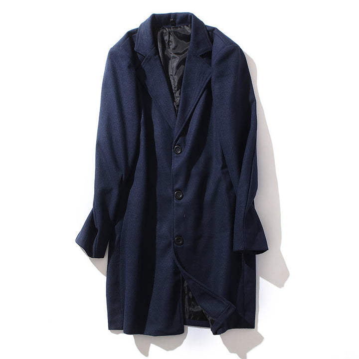 Men's tailored wool coat with a slim silhouette, classic lapels, and concealed button placket Mune Fashion