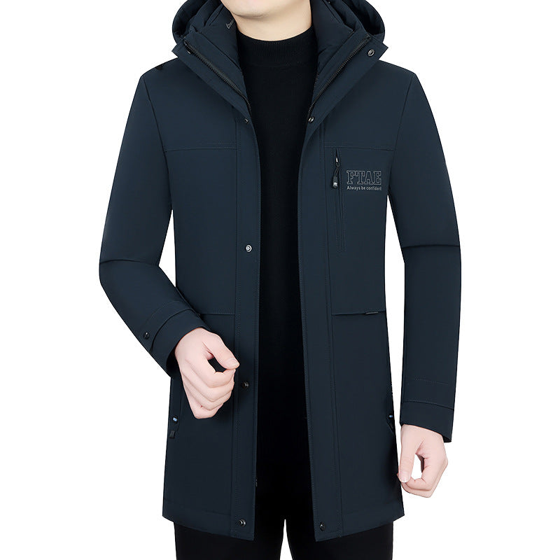 Men's modern water-repellent long parka with hood and lightweight thermal insulation Mune Fashion