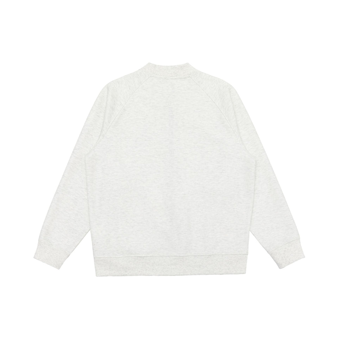 Unisex bomber-style sweat jacket with full-length zipper, raglan sleeves, and contrast trim Mune Fashion