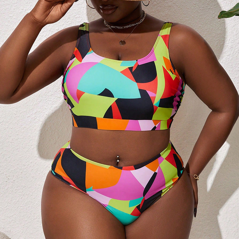 Women's sport bikini with high waist cut and vibrant patterns Mune Fashion