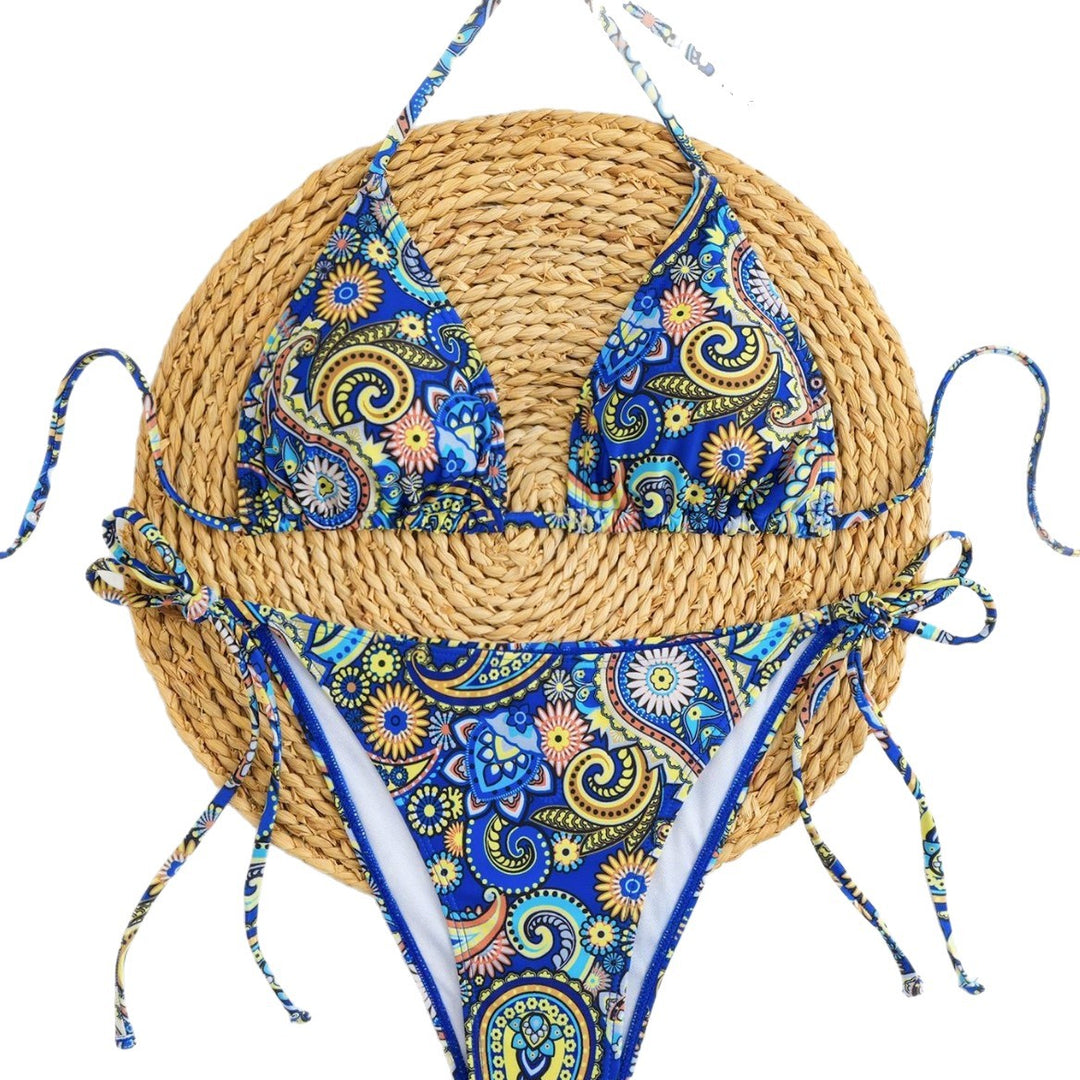 Women Playful Triangle Bikini with Band Details Mune Fashion