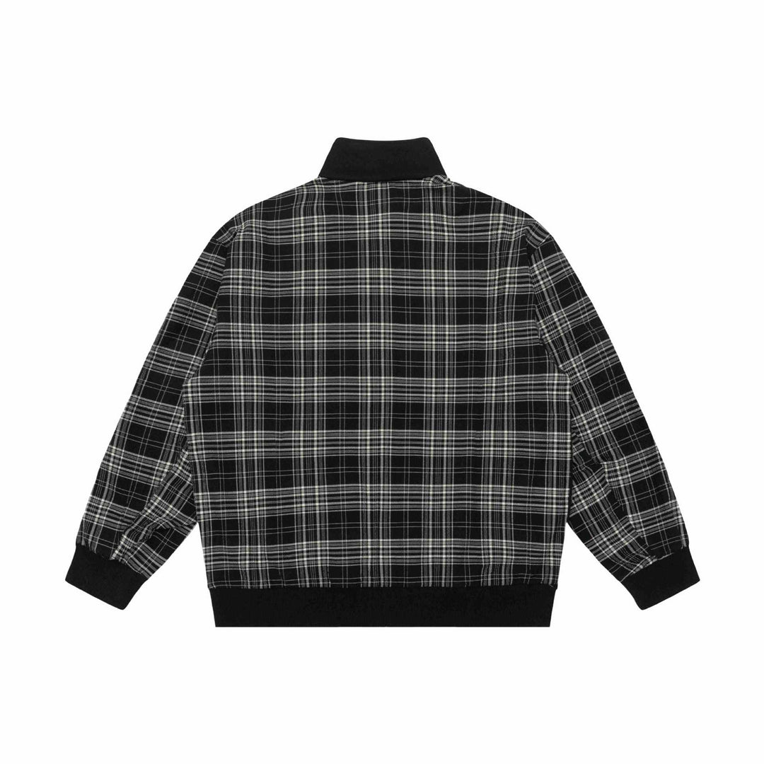 Women's sweat jacket with stand-up collar and checked shoulder stripe Mune Fashion