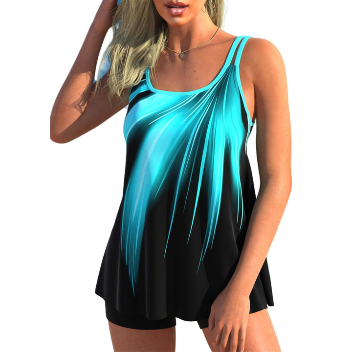 Women's flowing A-line tankini top with double spaghetti straps and figure-flattering fit Mune Fashion