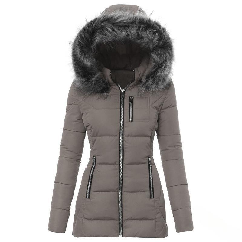 Women’S Winter Jacket with Removable Faux Fur Collar Mune