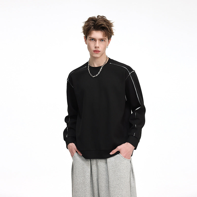 Men's Oversize Ribbed Long Sleeve Shirt with Contrast Seams Mune Fashion