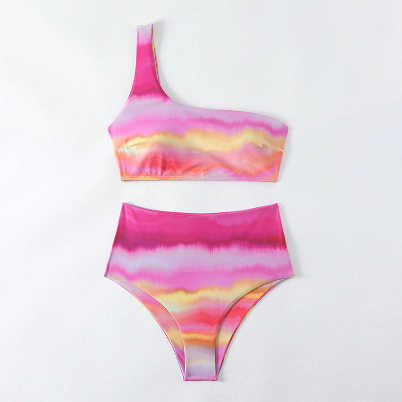 Women's High-Cut Bikini Set with Asymmetrical Top Mune Fashion