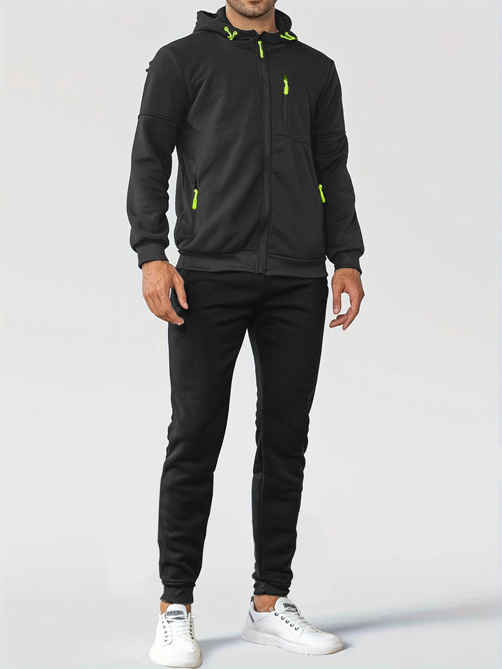 Men's nan technical hoodie jacket with full front zipper, chest pocket with zipper and elastic cuffs Mune Fashion