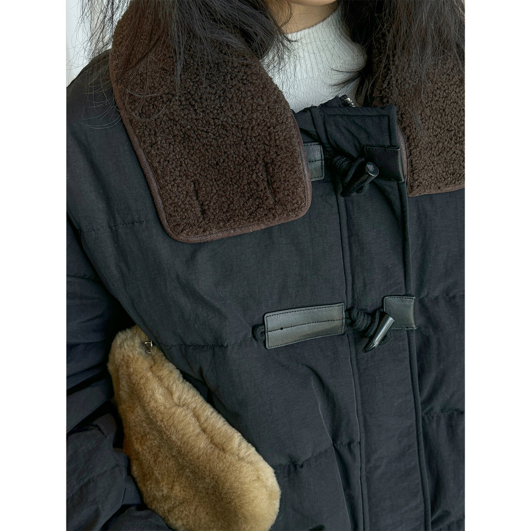 Women's short padded quilted jacket with teddy collar Mune Fashion
