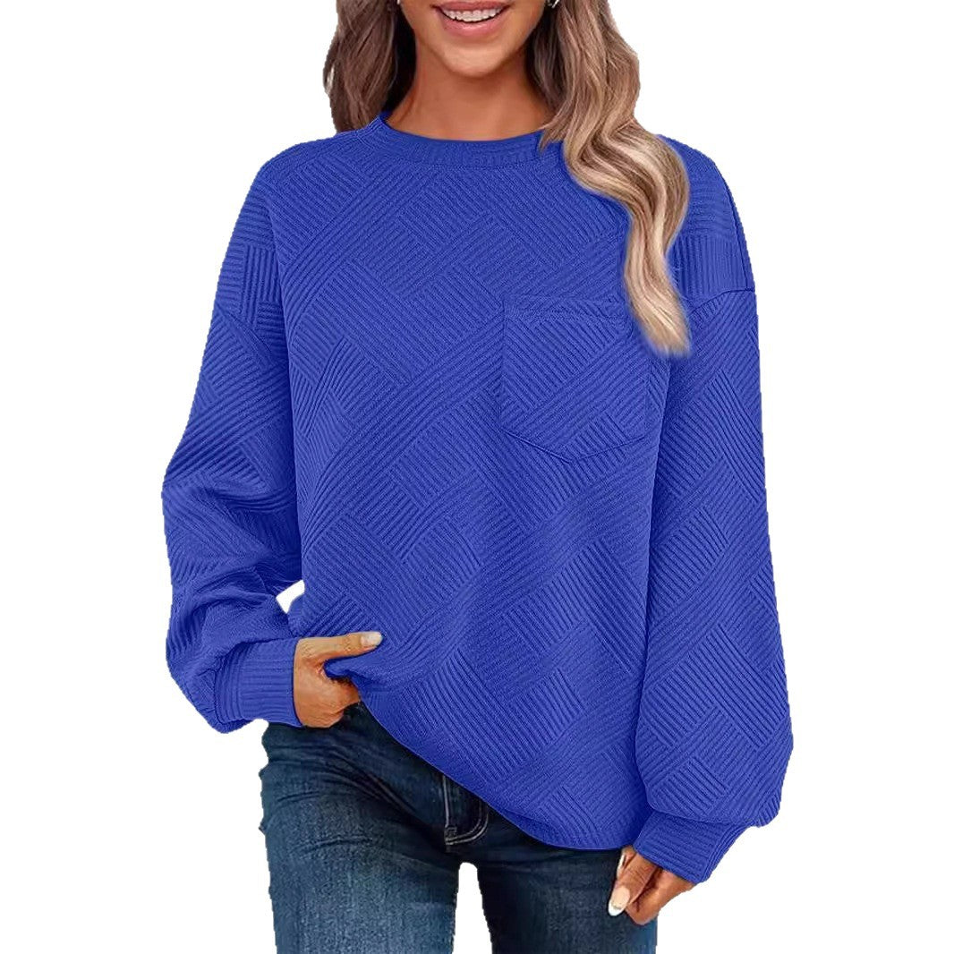 Women's Oversized Textured Knit Sweater with Chest Pocket Mune Fashion