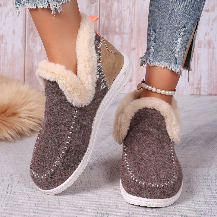 Women Lined Felt Mules with Teddy Lining and Ergonomic Rubber Sole Mune Fashion