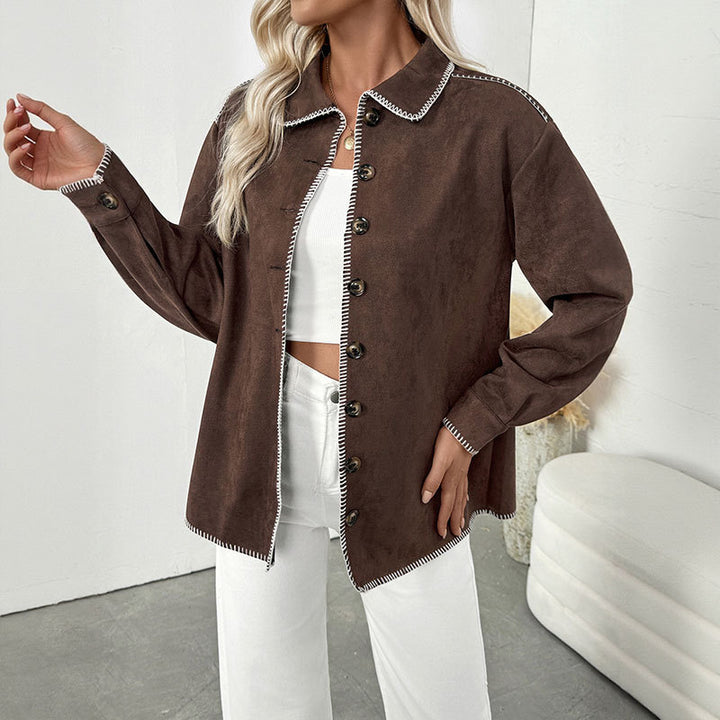 Ladies Elegant Overshirt made of Suede Leather Imitation Mune Fashion