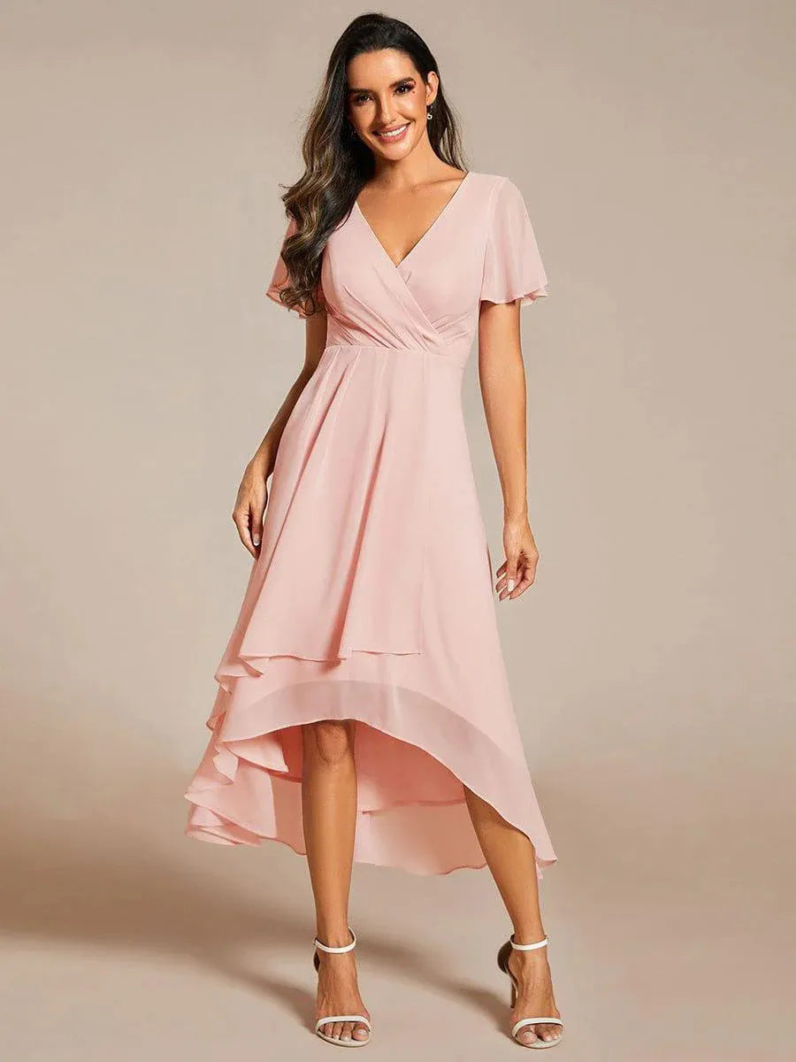 Women's Elegant Wrap Dress with Asymmetric Hem Mune Fashion
