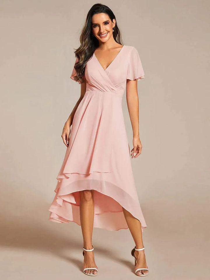 Women's Elegant Wrap Dress with Asymmetric Hem Mune Fashion