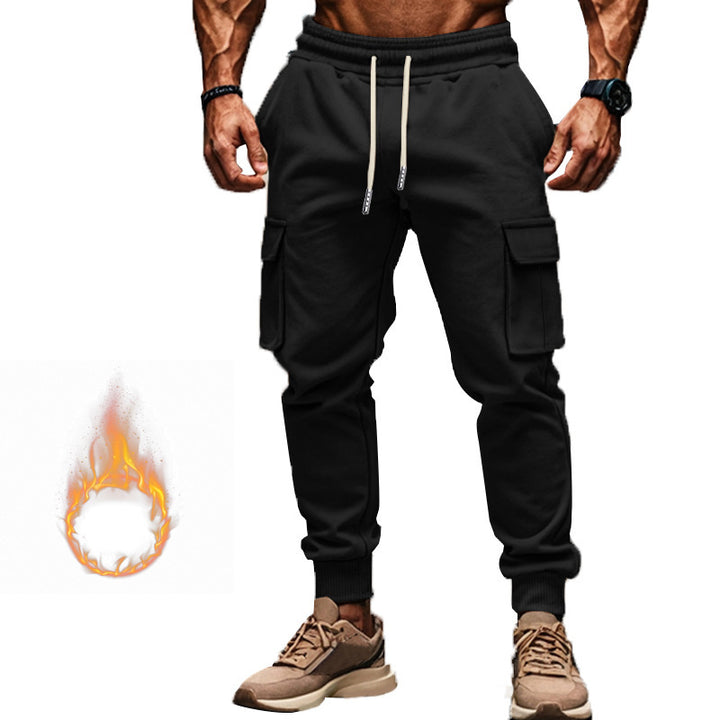 Men's Thermal Cargo Joggers with Fleece Lining, Tapered Cut & Multiple Pockets