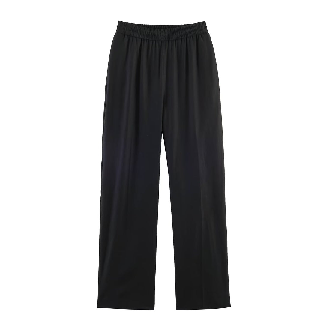 Women's Wide Palazzo Pants with Elastic Gathered Waistband and Flowing Lightweight Fabric Mune Fashion
