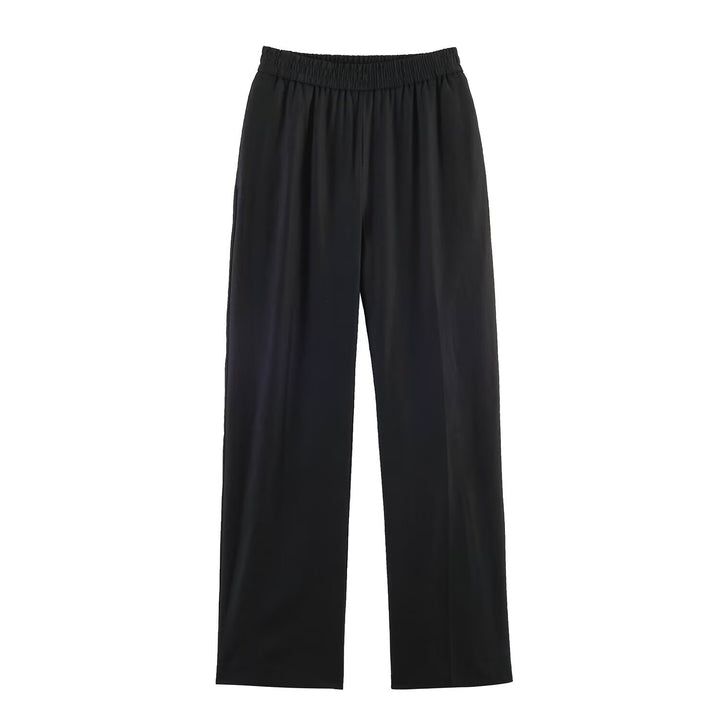 Women's Wide Palazzo Pants with Elastic Gathered Waistband and Flowing Lightweight Fabric Mune Fashion