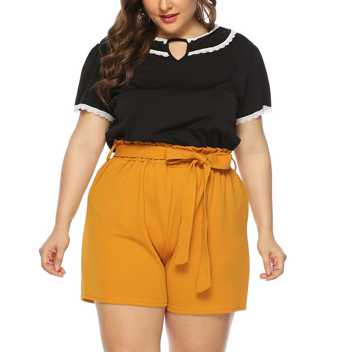 Women's fashionable top with ruffled sleeves and elegant shorts Mune Fashion