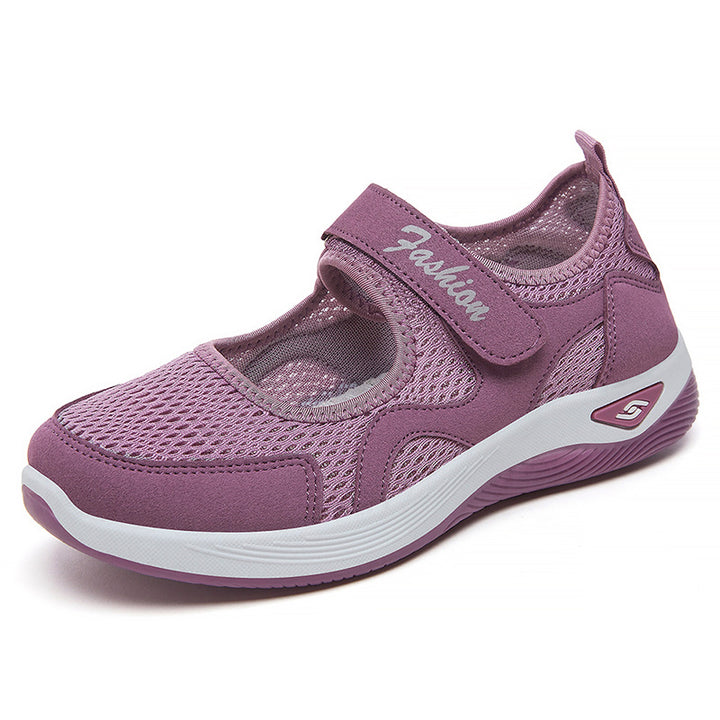 Women's breathable Mary-Jane walking shoe with velcro closure, seamless mesh upper and shock-absorbing lightweight sole Mune Fashion
