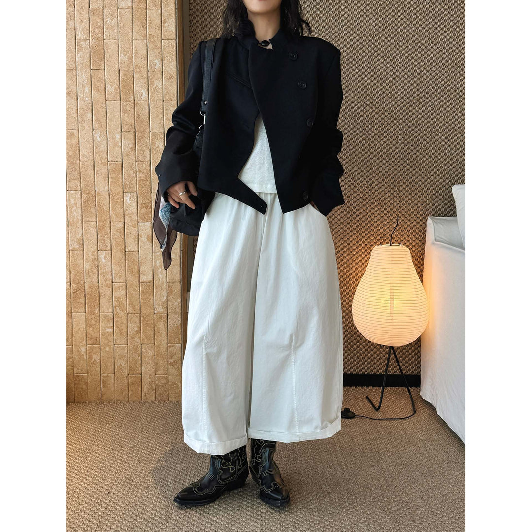 Women Extra-wide Balloon Culotte made of cotton twill with drawstring and fold-over waistband Mune Fashion