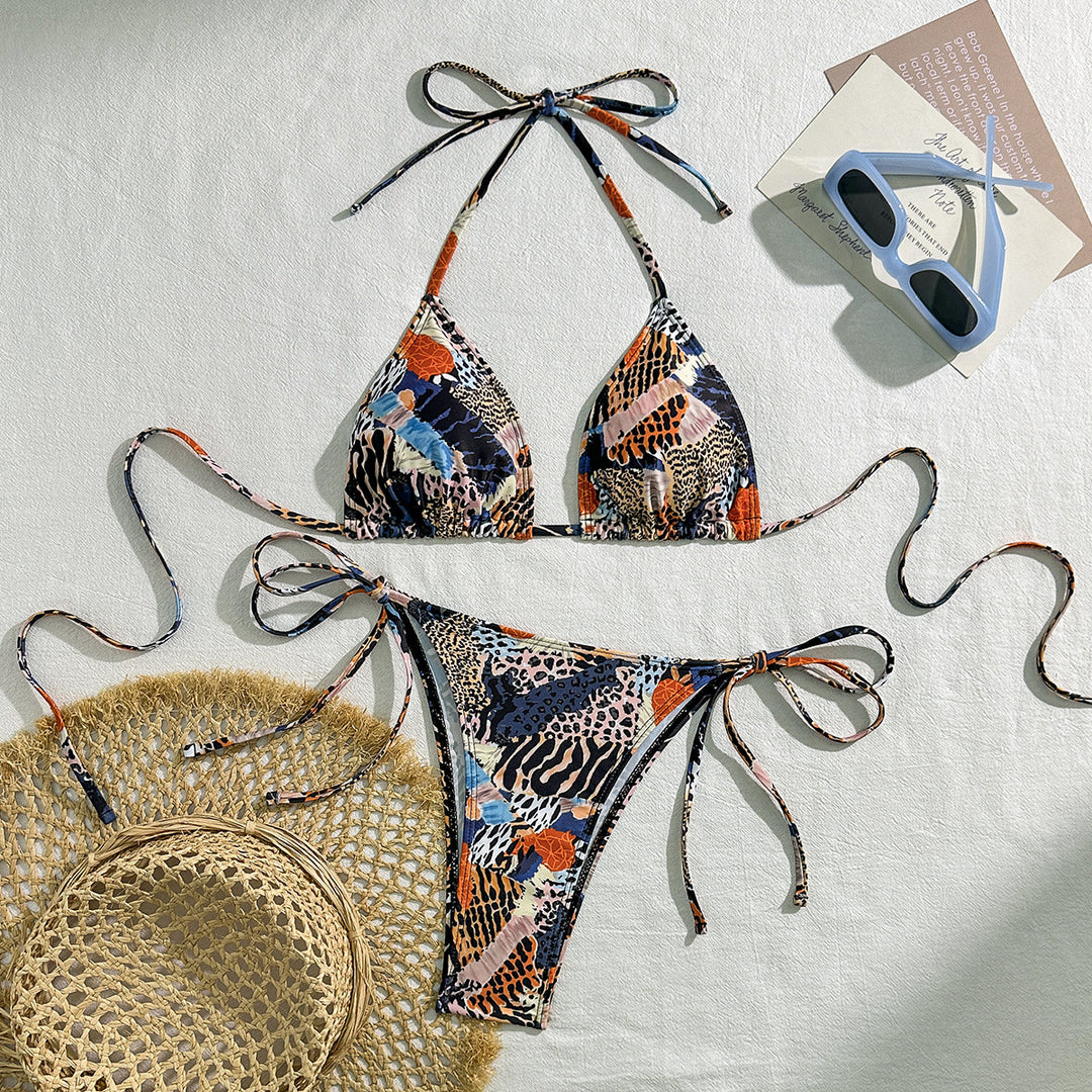 Women's Triangle Bikini with Fashionable Animal Print Mune Fashion
