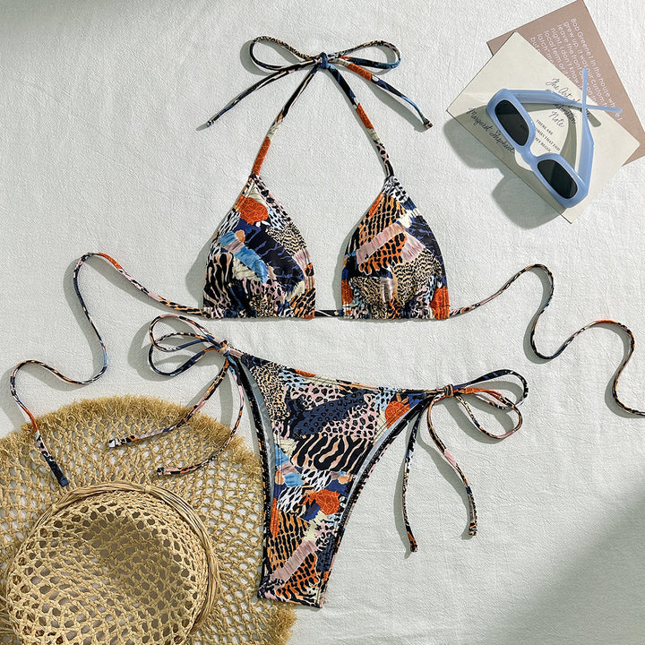 Women's Triangle Bikini with Fashionable Animal Print Mune Fashion