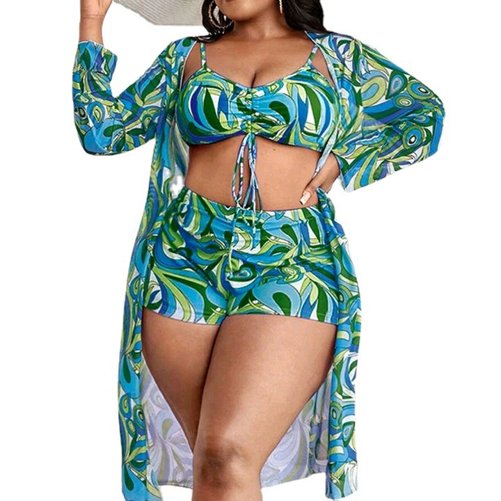 Women Two-Piece Swim Set with Sheer Cover-Up Mune Fashion