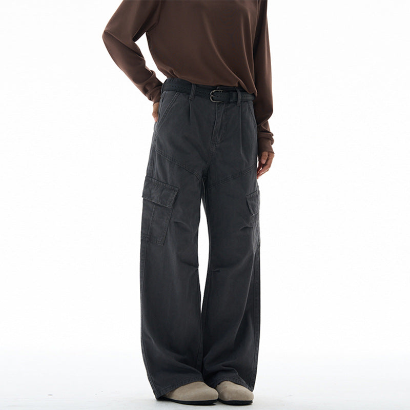 Women Wide Cut Utility Cargo Pants in Palazzo Style with High Waist and Flap Pockets Mune Fashion