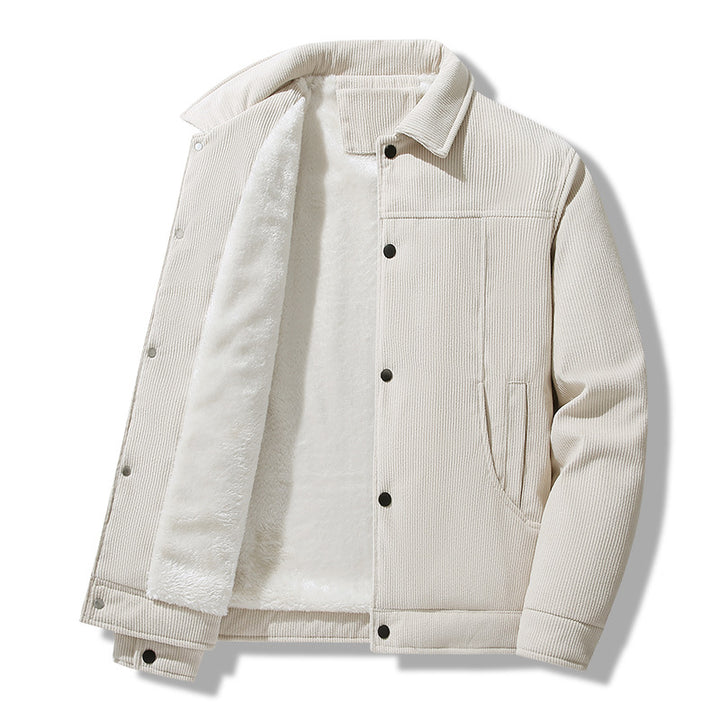 Men's cord jacket in casual worker style with snap button closure and side pockets Mune Fashion
